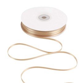 HUIHUANG Solid Color Satin Ribbons 1/8 inch x 100 Yards Roll Ribbon for Crafts (Tan)