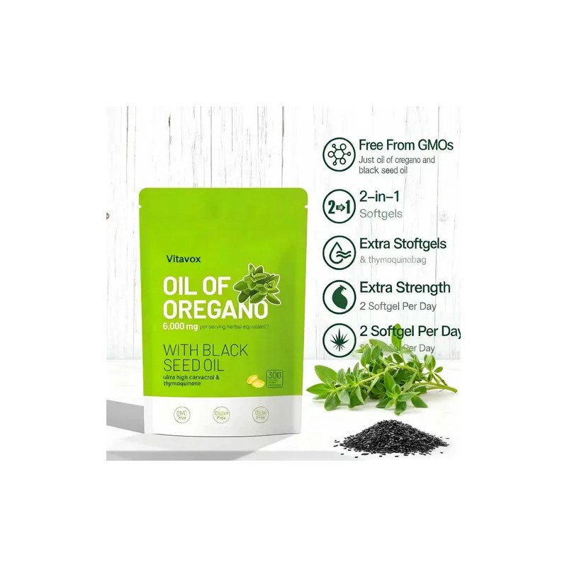 4pc Aceite De Orégano300cápsulas Con Aceite De Semilla Negra