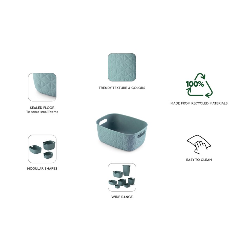 CURVER Softex 4x 4L Storage Baskets, 100 percent Recycled Material,