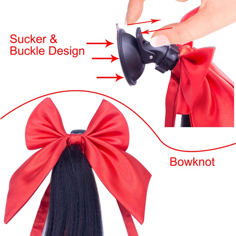Red Helmet Pigtail Motorcycle Helmet Ponytail Helmet Decor Braids Hair