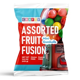 Gumballs for Gumball Machine Refills - 363 pcs Assorted Fruit Flavored Gum Balls - 0.5" Mini Bubble Gum - Bulk Gum Bag 15 OZ - Chewing Gum for Kids - Double Bubble Gumball