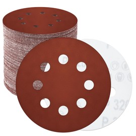 5 Inch Sanding Discs Hook and Loop, 50 PCS 320 Grit Random Disc Sanders & Orbital Sander Sandpaper for Wood, 8 Hole Dustless Round Sanding Discs