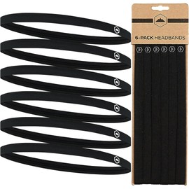 Tough Headwear Thin Elastic Headbands for Men - Sports Hair Head Band for Women & Men - Non Slip Mens Workout Headband - Running or Soccer Headband - 6-Pack