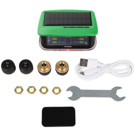 Ineedup Tire Pressure Monitoring System, TPMS with 4 External Sensors & 5 Alarm Modes, Solar Charge & USB, LCD Real-time Display, Auto Sleep Mode, 0-8Bar Green