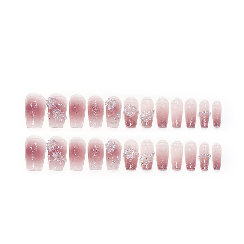 Nail Tip, Long Nail Tip, 24 Pieces, Glitter, Glossy, 3D
