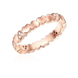 Lulu & Jane Damen Ring aus 925/- Sterling Silber mit Zirkonia Silberring Herz roségold
