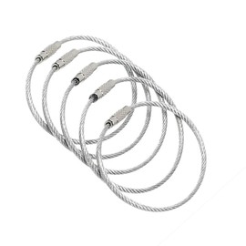 BlueCosto 5X Pure Stainless Steel String Wire Loop for Luggage Tags Keychain Wire Ring Cable