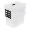 Waikhomes 4 Pack Plastic Storage Boxes, Lidded Storage Bins with