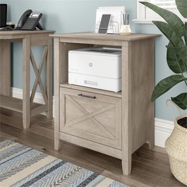 Pemberly Row Lateral File Cabinet with Shelf in Washed Gray - Engineered Wood