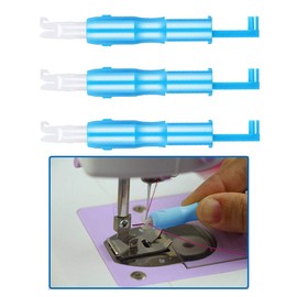 Sewing Needle Inserter,3 Pack Automatic Needle Threader Plastic Needle Threading Tool for Sewing Machine Blue 7.5CM
