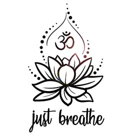 DesignToRefine Vinyl Wall Decal Just Breathe Lotus Flower Om Yoga Hindusim Relax Spa Stickers Mural Large Decor (ig6201) Black