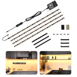 WOBANE WOBANE LED Unterbauleuchte mit Schalter,4*50cm LED Unterschrank Beleuchtung kche,Heller Warmwei? kchenunterbauleuchte,12V LED lichtleiste fr Schrank,Vitrinen,Schreibtisch,1200 Lumen,2700K,Schwarz