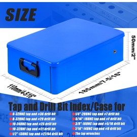 RURITKIT Tap and Drill Index/Case, Tap Drill Bit Index Box, Empty Metal Case for #6-32 - 1/2"-13 UNC (9 Sizes)