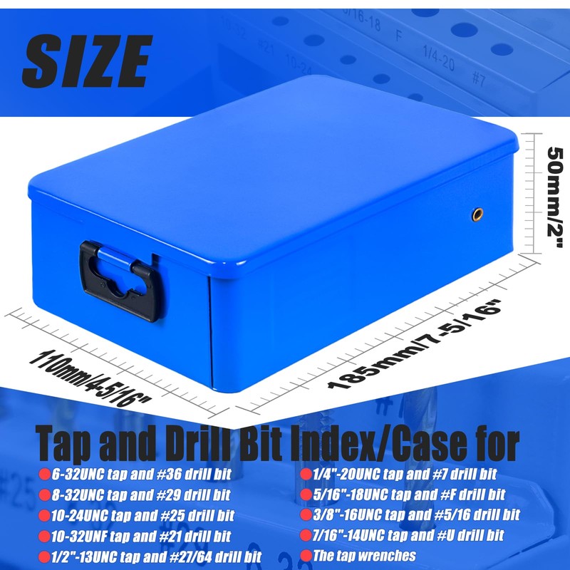 RURITKIT Tap and Drill Index/Case, Tap Drill Bit Index Box,