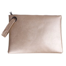 ZOONAI Oversized Clutch Bag Purse, Womens Large leather Evening Wristlet Handbag (Golden)(Size: One Size)