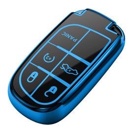 Tukellen Key Fob Cover Special Soft TPU Key Case Key Shell Compatible with Grand Cherokee Renegade Chrysler Dodge RAM Journey Dart Fiat Durango Challenger Key Shell (Blue)