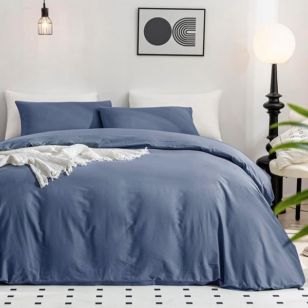 JELLYMONI Cotton Blue Duvet Cover Twin Size - 100% Washed