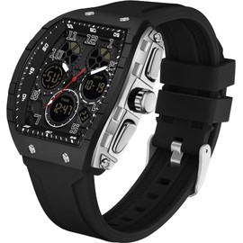 findtime Men's Watch Fashion Digital Analogue Watches Waterproof Sport Wristwatch Military Tactical Watches Causal Quartz Dress Wrist Watch with LED Stopwatch Countdown Alarm Curved Screen