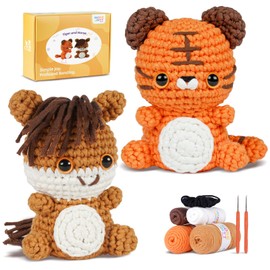 MOREJMTT Crochet Kit for Beginners, Learn to Crochet, Include Easy Knitting Soft Yarn, Step-by-Step Video Tutorial, Hook, Holiday Birthday Gift for Adults and Kids(Tiger & Stallion)