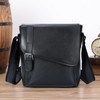 Masa Kawa Men's Black Leather Messenger Bag Retro Small Crossbody