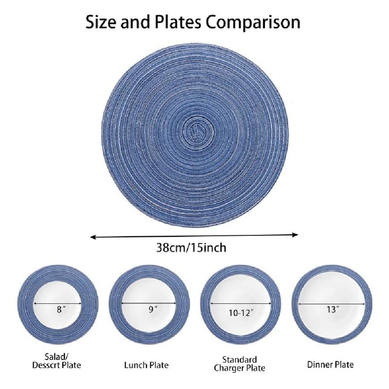 Leegood 15Inch Round Placemats for Dining Table - Heat-Resistant Non-Slip