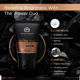 The Man Company Glow Pro Face Care Kit | Face Wash, Face Scrub & Moisturizing Face Cream | Cleanses, Exfoliates & Moisturizes | Charcoal, Glutathione, Cocoa Butter & Vitamin E | Gift Set of 3