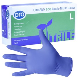 PRO UltraFLEX Bluple Biodegradable Disposable Gloves - Purple/Blue Nitrile Gloves Disposable Large - 100x Pack - Powder-Free - Latex Free - Food Safe