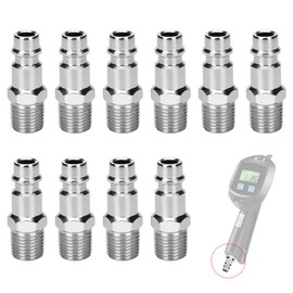 10 Pcs Air Line Connectors Euro Air Line Fittings 1/4" BSP Air Hose Coupler Male Thread Airline Fittings for Compressor Tools (Silver)
