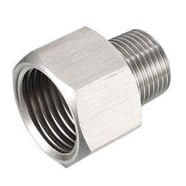 sourcing map Pipe Fitting Adapter 3/8 G Male x 1/2 G Female, Stainless Steel for Water Oil Air Pressure Gauge