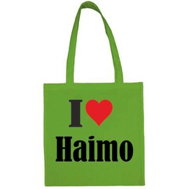 Reifen-Markt Tasche I Love Haimo Größe 38x42 Farbe Grün Druck Schwarz