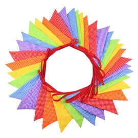Multi Colour Fabric Bunting 10 Metres for Birthday Party Wedding Anniversary Summer Fete (Rainbow)