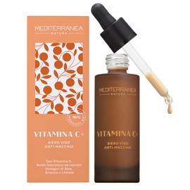 Mediterranea, Facial Serum for Stains, Vitamin C+, 30 ml, Organic, Blemishes, Brightening, Made in Italy