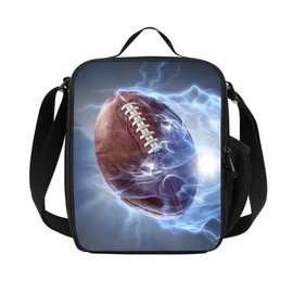 American Football 3D Print Portable Lunch Bag with shoulder strap, Reusable Insulated Lunch Box Cooler Bag for Kids Boys