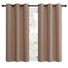 NICETOWN NICETOWN Small Window Kitchen Blackout Curtains, Thermal Insulated Solid Grommet Blackout Curtains/Drapes for Bedroom (Set of 2, 42 by 50 Inch, Cappuccino)