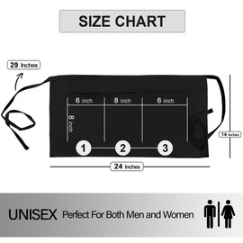 Ruvanti Black Waitress Apron - 6 Pack, Cotton Enriched Waist Apron with 3 Pockets- Long Ties,Extra Coverage, Commercial Grade Server Aprons. Durable Fabric, Comfortable Half Apron/Money Apron.