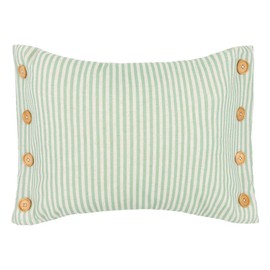 King Rose Green Stripes Buttons Decorative Accent Throw Pillow Cover Linen Pillow Case Sham Cushion Cover for Home Deor 16 x 24 Inches