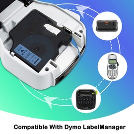 6 Pack Compatible with Dymo D1 Label Tape, 12mm x 7m for Dymo Labelmanager PNP/160/210D/280/350/420P/450D/500TS Label Printer, D1 45013 45016 45017 45018 45019