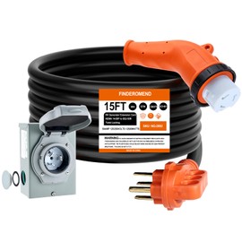 Finderomend 50 Amp Generator Cord and Power Inlet Box Combo Kit, NEMA 14-50P to SS2-50R Extension Cord, for Home RV Backup Power Solution, 125/250 Volts (15ft)