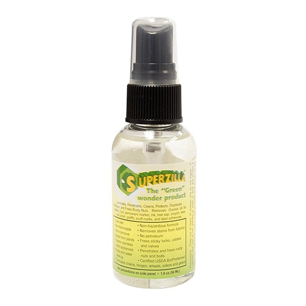 Superzilla - Powerful All-Purpose Cleaner and Lubricator – “The Green Wonder Product” – 1.9oz Spray Bottle
