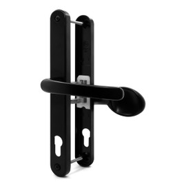 TSS UPVC Door Handles Set - Lever Moveable Pad - 92mm / 62mm PZ (Centres) - 240mm Screw to Screw - Backplate 272mm X 32mm - Replacement UPVC Door Handles - PVC Door Handle (Black)