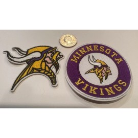(2)- MINNESOTA VIKINGS  PATCHES EMBROIDERED VINTAGE/RETRO IRON-ON LOGO 3"x 3"