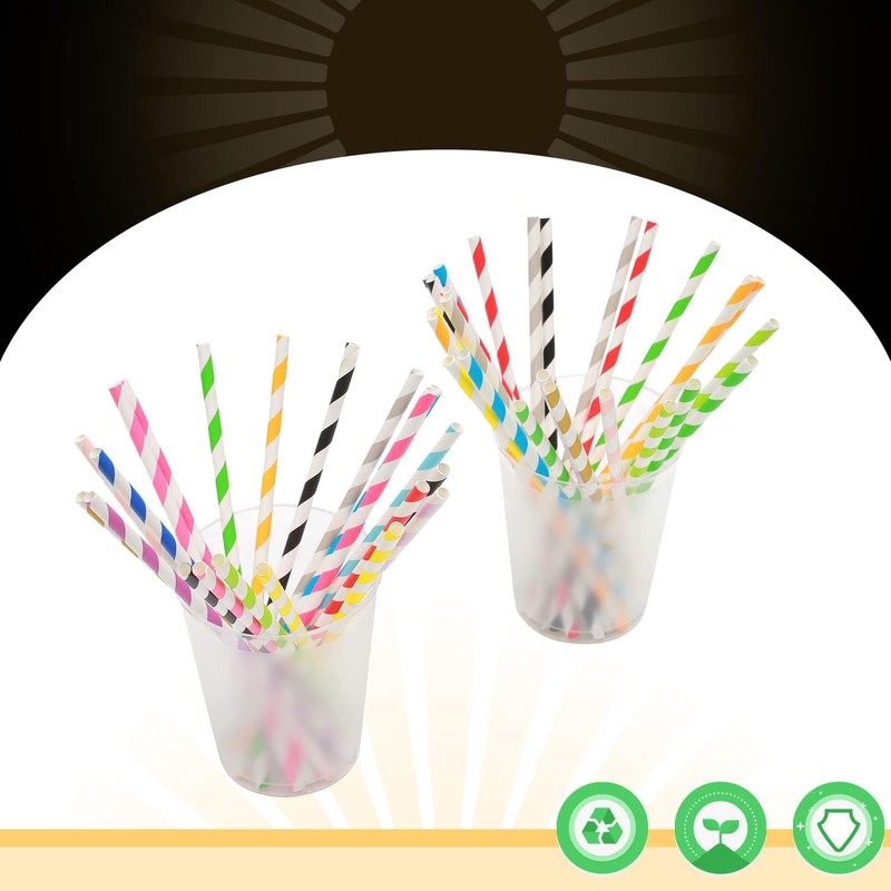 Gcardist Stripe Paper Straws for Drinking Disposable Straws 100pcs Disposable