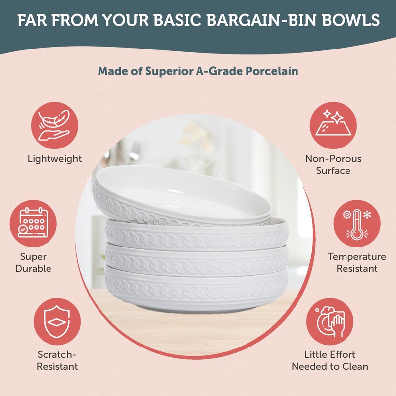 Annovero Pasta Bowls Set of 4 | Kitchen Dishes |