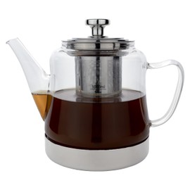 Café Olé Stovetop Teapot, Rust Resistant Stainless Steel Infuser and Base, Dishwasher Safe, 1L