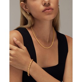 Tewiky Gold Layered Necklaces for Women, 14K Dainty Gold Chain Necklace Trendy Cuban Link Paperclip Chain Toggle Clasp Necklace Fashion Chunky Jewelry, B GD