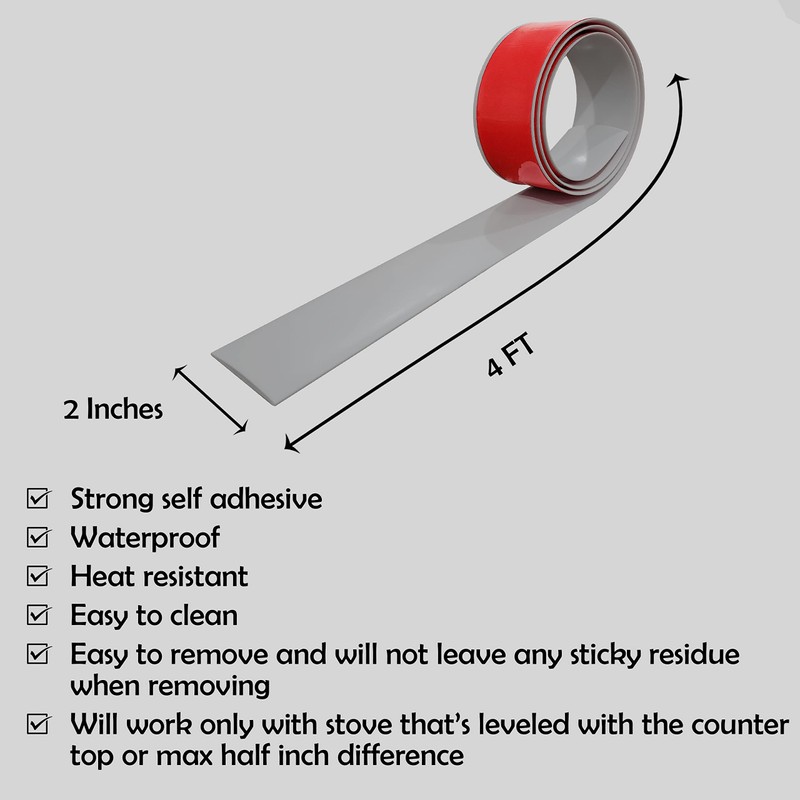 Rubber Bond Kitchen Stove Gap Covers, Self-Adhesive Stove Counter Gap
