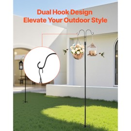Happybuy Double Shepherds Hooks for Outdoor - 8 Pack, 76 - Inch Heavy - Duty. 3/4 - Inch Thick Garden Hooks Ideal for Hanging Bird Feeders, Hummingbird Feeders, Plant Baskets, Solar Light Lanterns