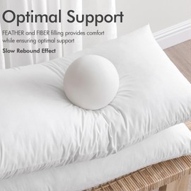 MIULEE Pillow Inserts 16x16 Inch Set of 2, Feather Mix Polycotton with Cotton Fabric Square Decorative Throw Pillows for Couch Bed Sofa