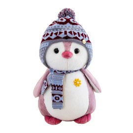 Herfair Penguin Cuddly Toy, Penguin Plush Doll with Hood, Penguin Stuffed Toy Cuddly Toy Gift (20 cm, Pink)