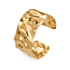 Uwiyo Gold Open Cuff Bangles Open Wide Wire Bracelets Multi-Layer Cross Wire Bangle Bracelet C-Shaped Bracelet Cuff Bracelet for Women Girls (Gold#5)